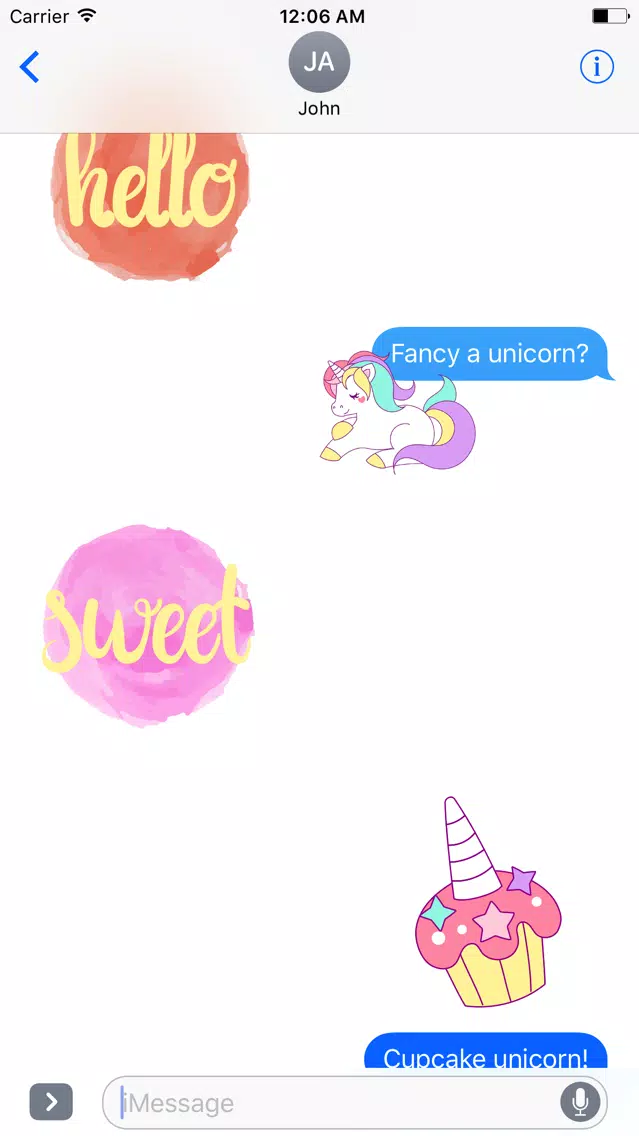 ภาพหน้าจอของ Pastel UNICORN Words Stickers