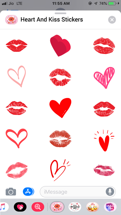 Heart and Kiss Stickers Screenshots