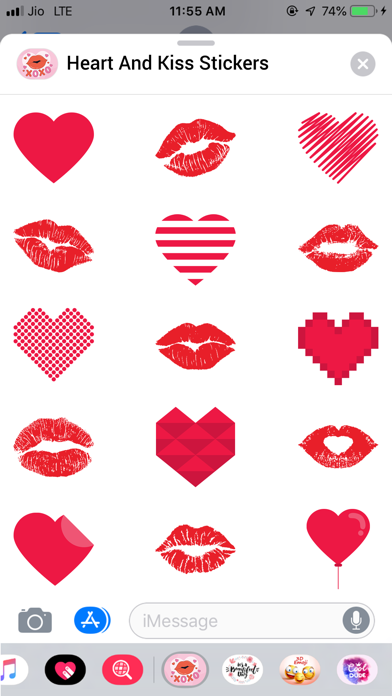 Heart and Kiss Stickers Screenshots