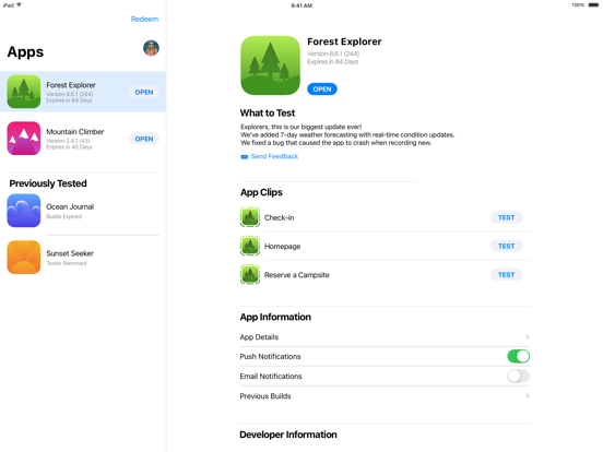 TestFlight iPad Screenshots