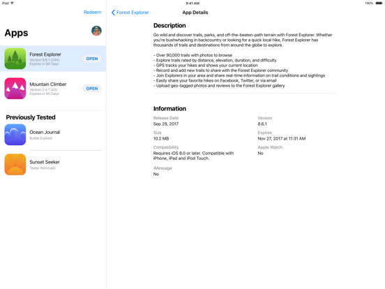 TestFlight iPad Screenshots