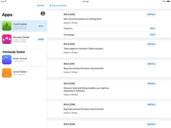 TestFlight iPad Screenshots