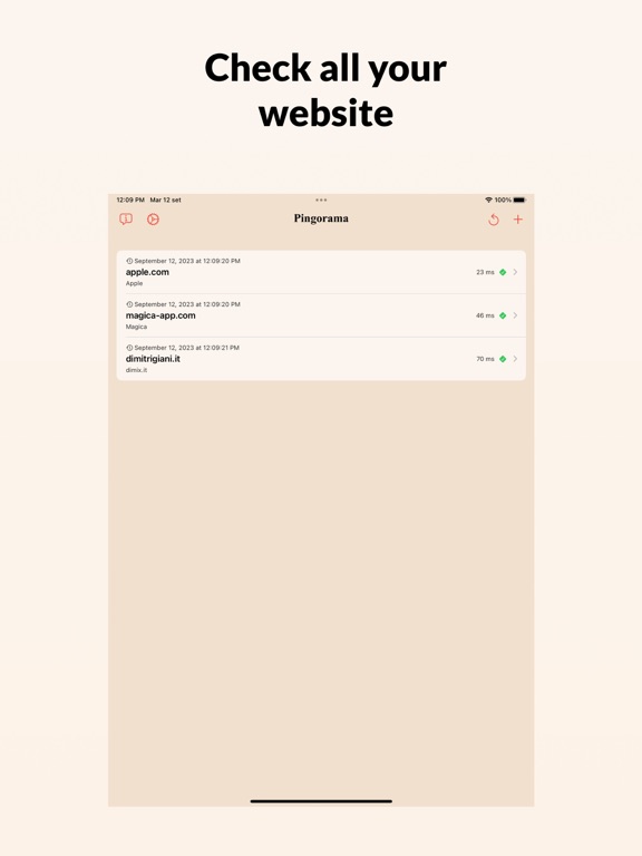 Pingorama: Ping website iPad Screenshots