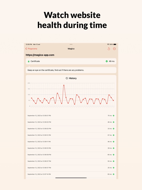 Pingorama: Ping website iPad Screenshots
