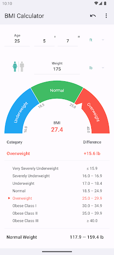 BMI Calculator Screenshots