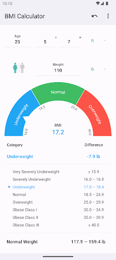 BMI Calculator Screenshots