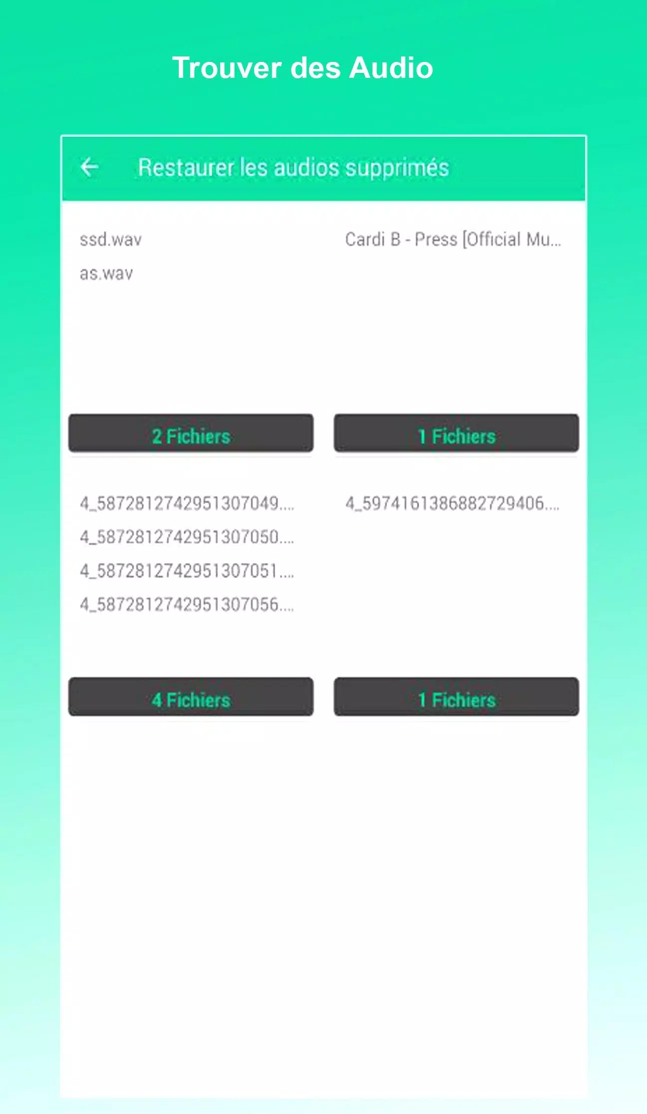 Restore deleted audio - Recove Screenshots