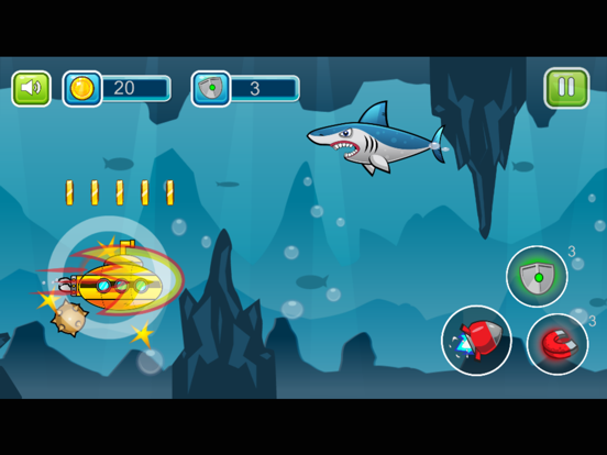 Captures d'écran de Submarine shooting shark in underwater adventure iPad 