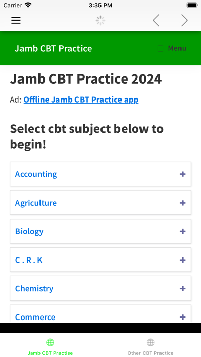 JAMB CBT Practice & Results + Screenshots