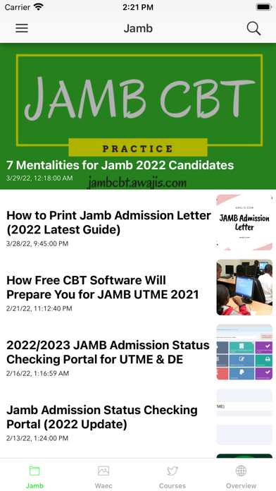 JAMB CBT Practice & Results + Screenshots