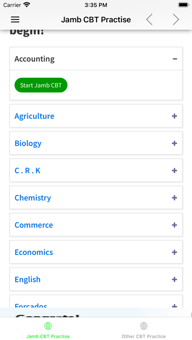 JAMB CBT Practice & Results + Screenshots