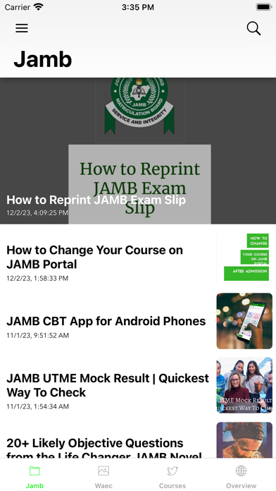 JAMB CBT Practice & Results + Screenshots