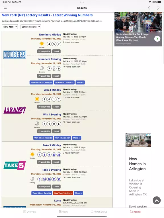 NY Lottery Results & Forecast iPad Screenshots