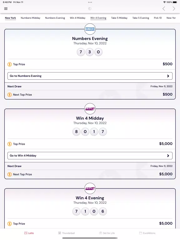 NY Lottery Results & Forecast iPad Screenshots