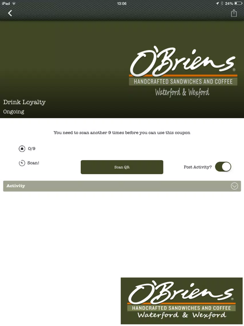 O'Briens Waterford & Wexford Coffee Shop Official App iPad Screenshots