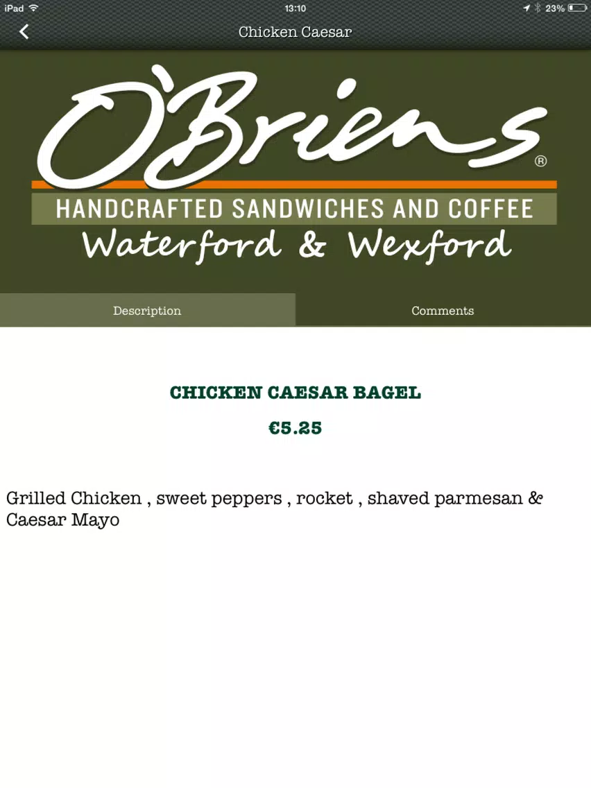 O'Briens Waterford & Wexford Coffee Shop Official App iPad Screenshots