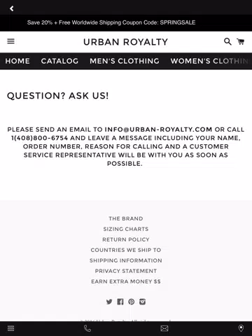 Tangkapan skrin Urban Royalty Clothing iPad
