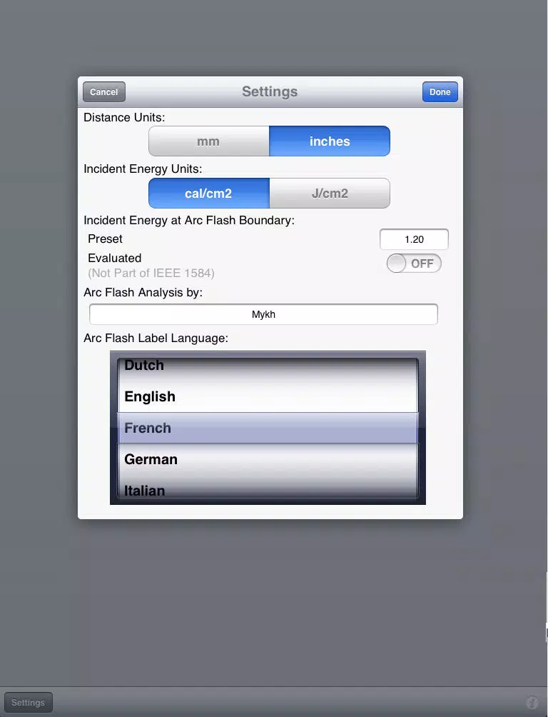 Arc Flash Analytic iPad Screenshots