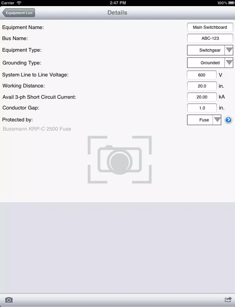 Arc Flash Analytic iPad Screenshots