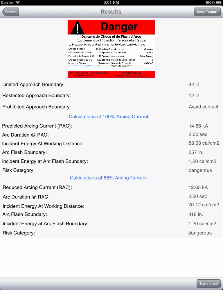 Arc Flash Analytic iPad Screenshots