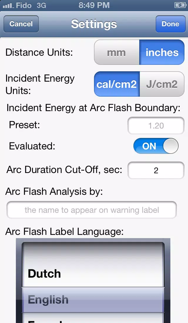 Arc Flash Analytic Screenshots