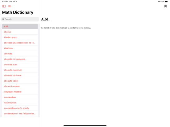 Math Dictionary Offline iPad Screenshots