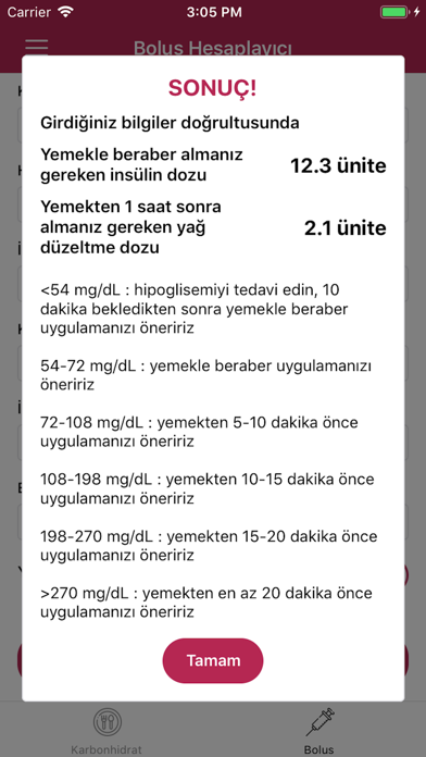 Karbonhidrat-Bolus Hesaplayıcı Screenshots