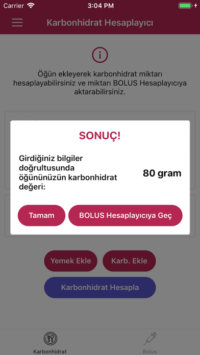 Karbonhidrat-Bolus Hesaplayıcı Screenshots