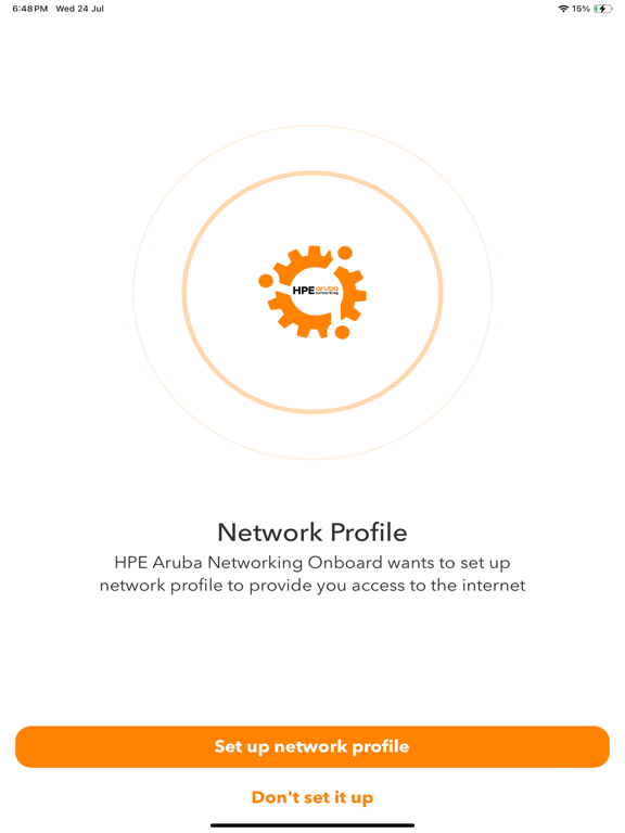 HPE Aruba Networking Onboard iPad Screenshots