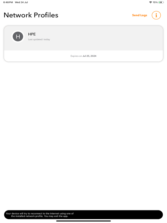 HPE Aruba Networking Onboard iPad Screenshots