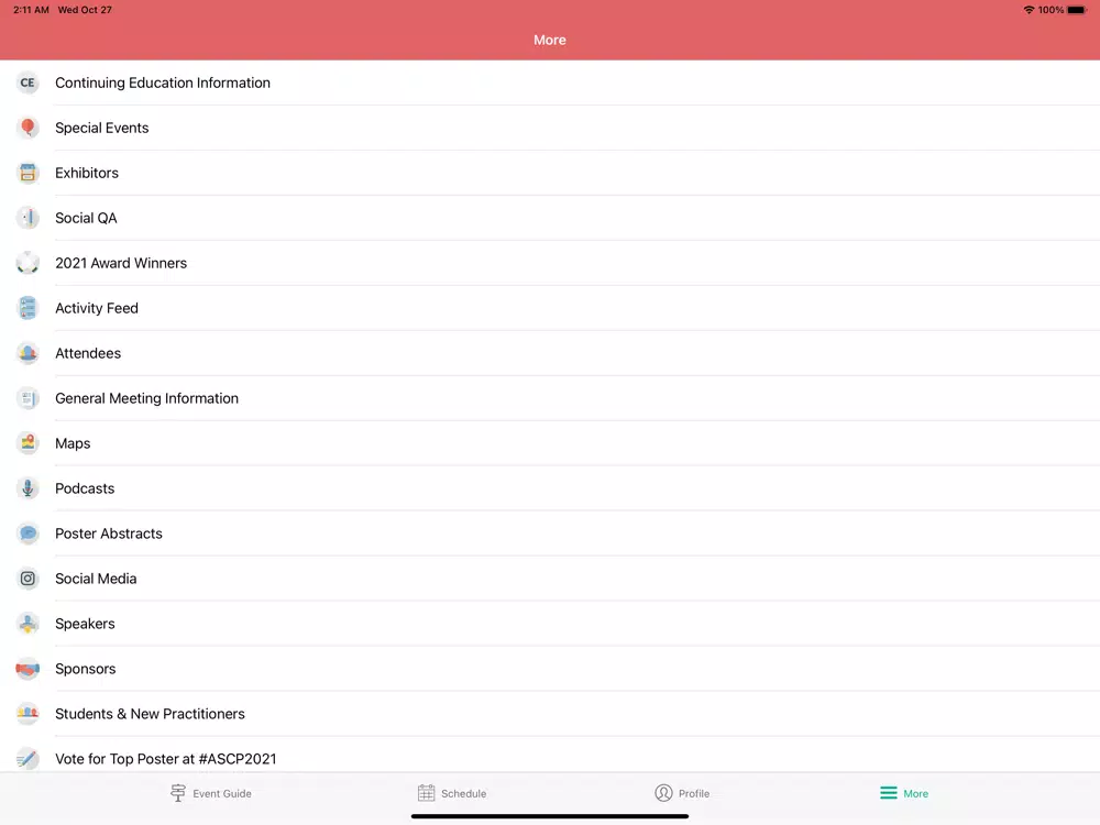 ASCP Annual Meeting & Exhibit iPad Screenshots