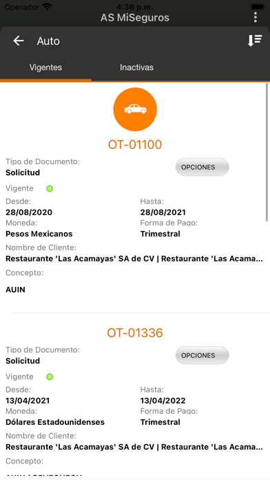 Aseguros Movil Screenshots