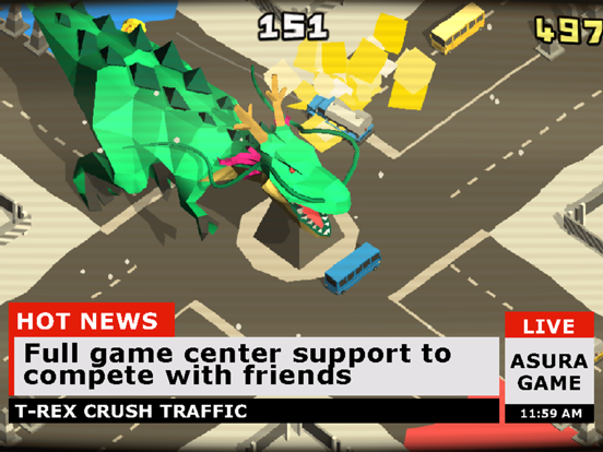 T-Rex crush traffic: Survival iPad 应用截图
