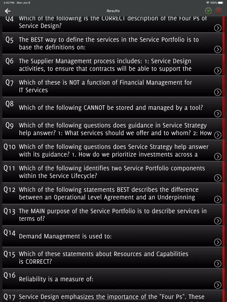 ITIL v4 Exam Foundation iPad Screenshots
