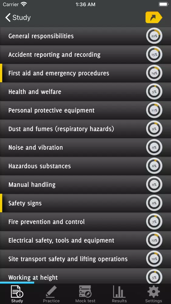 CSCS MAP Test Revision Screenshots