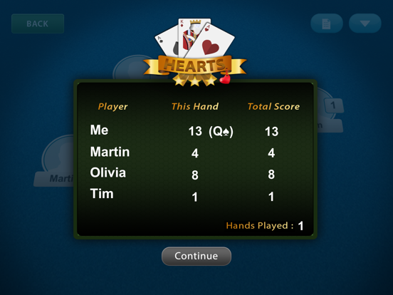 Hearts Card Game Classic iPad Screenshots