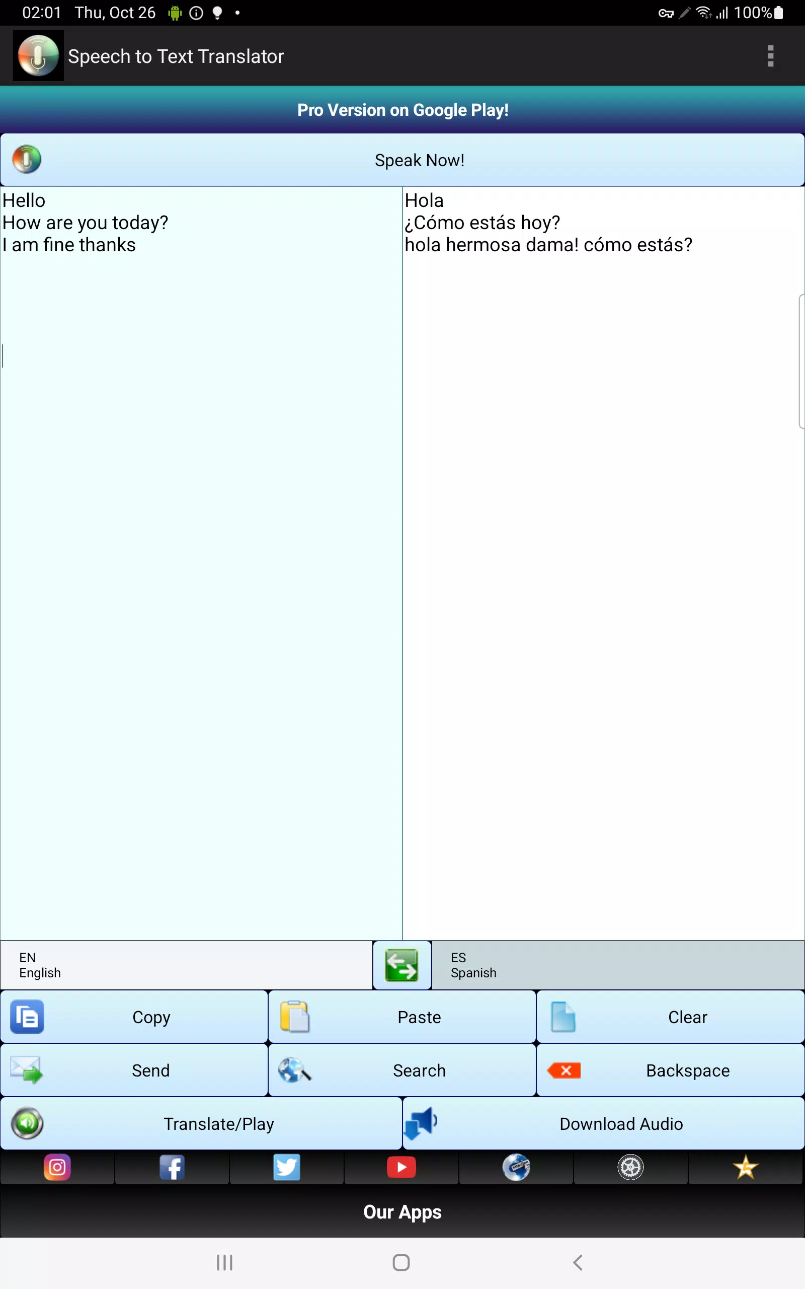 Speech to Text TTS Translator Screenshots