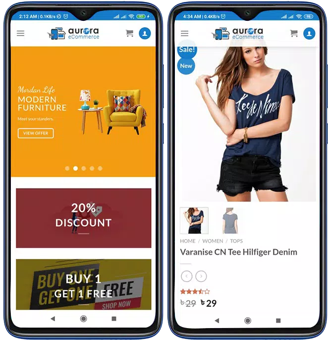 Zrzuty ekranu Aurora eCommerce Store App