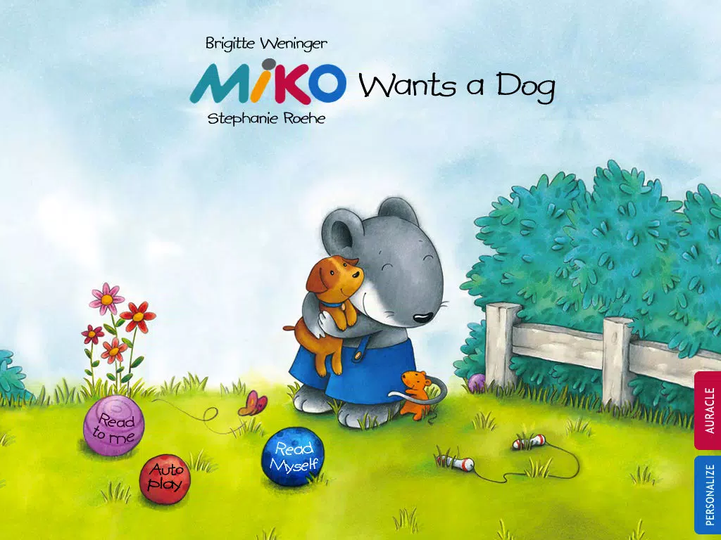 Miko Wants a Dog: An interactive kids bedtime story book about a mouse wanting a pet to play with and how he gets one by helping his neighbor, by Brigitte Weninger illustrated by Stephanie Roehe (iPad “Lite” version; by Auryn Apps) iPad Screenshots