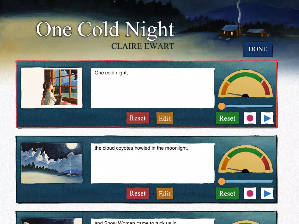 One Cold Night is a fanciful and interactive bedtime story book for kids which describes the onset of Winter, depicting the Mythical tale of Winter in the native American tradition, by Claire Ewart (iPad Lite Version, by Auryn Apps) iPad Screenshots