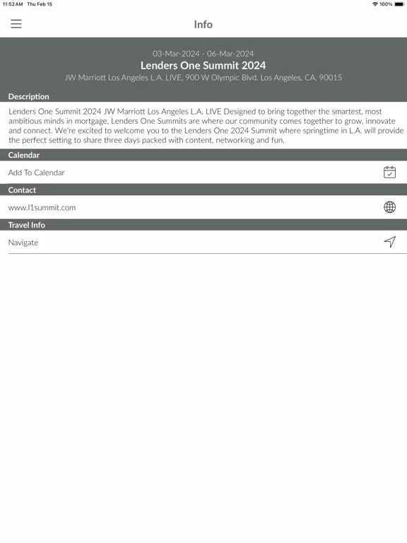 Captures d'écran de Lenders One Conference App iPad