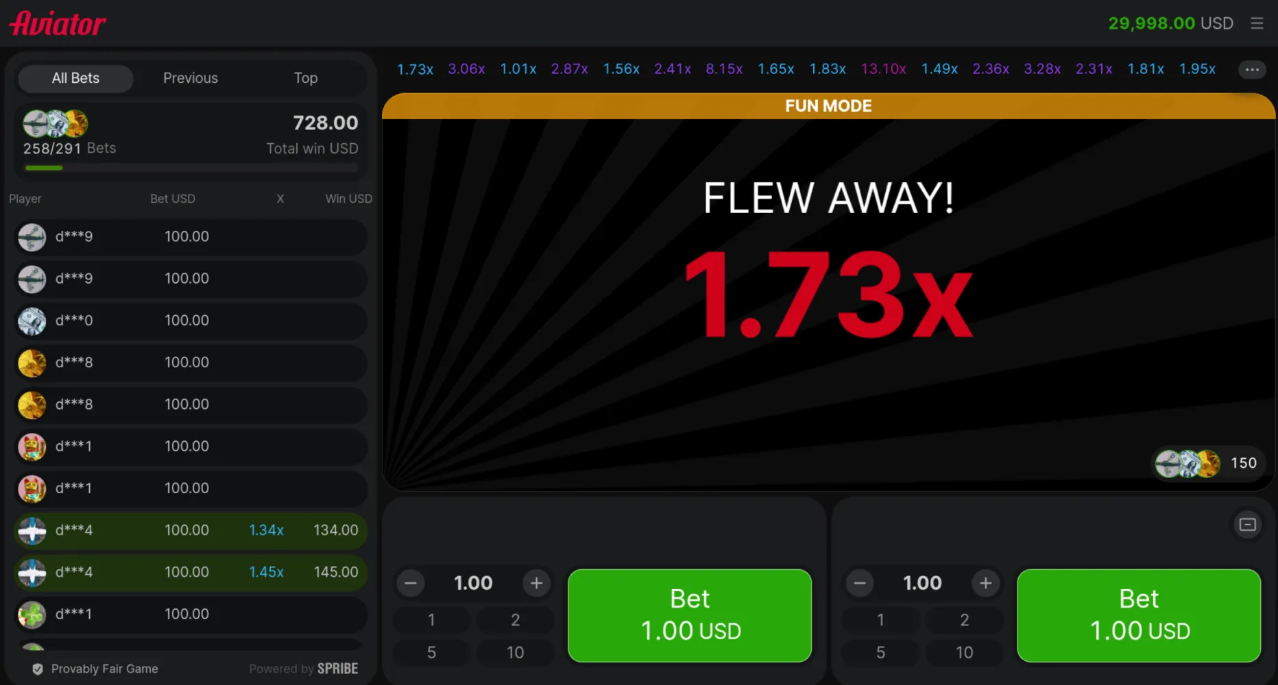 Aviator Demo Screenshots
