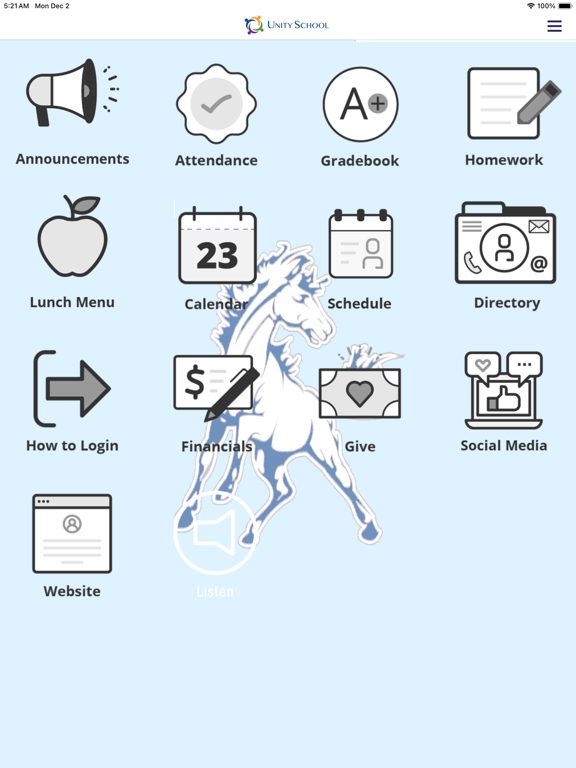 ภาพหน้าจอของ Unity School iPad