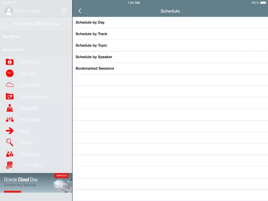 Oracle Cloud Day ZA iPad Screenshots