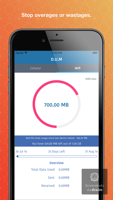 DUM Data usage manager-Track network data usage,Monitor mobile data plan manager Screenshots
