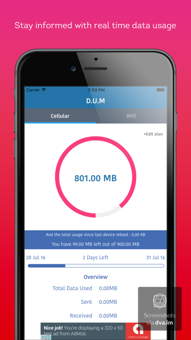 DUM Data usage manager-Track network data usage,Monitor mobile data plan manager Screenshots