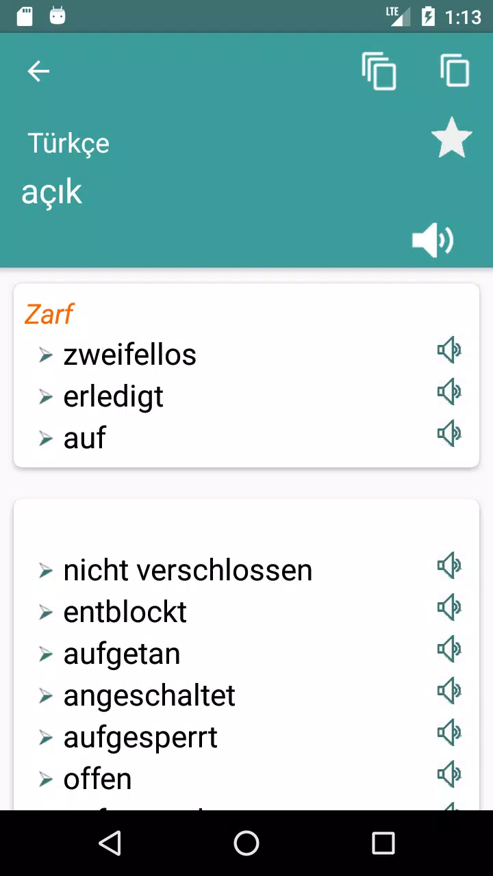 Turkish German Dictionary Screenshots