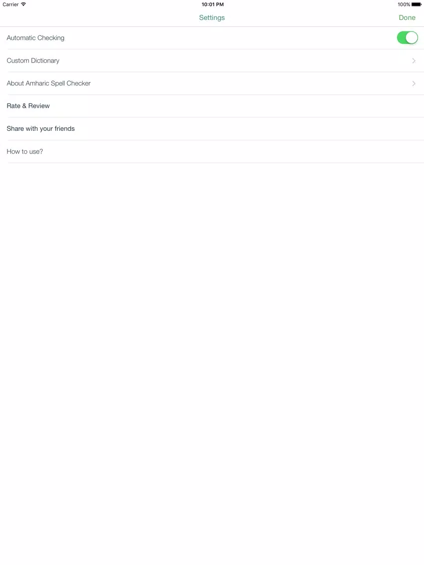 Ảnh chụp màn hình của Amharic Spell Checker iPad