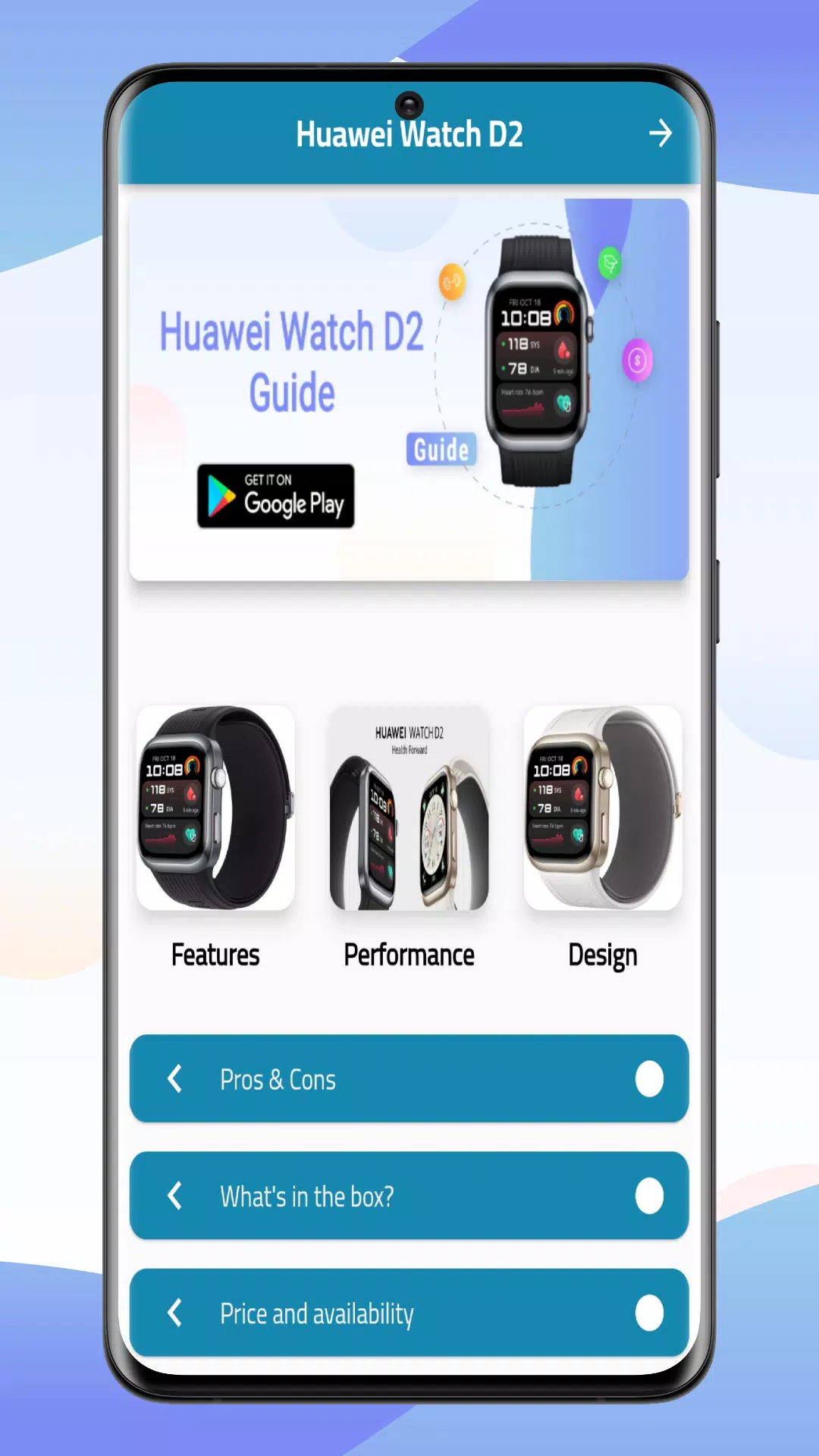 Huawei Watch D2 Guide Screenshots