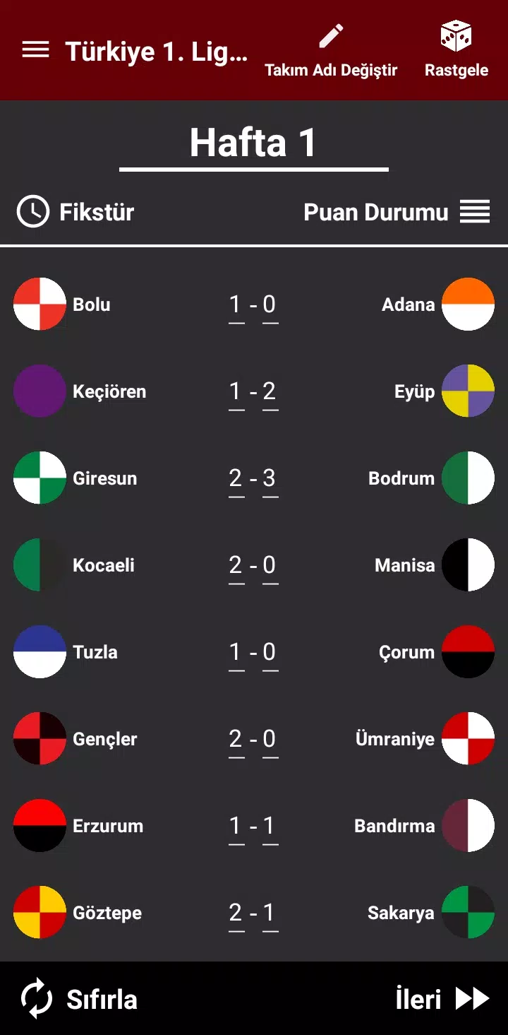 Türkiye 1.Lig Simülasyon 23/24 Screenshots